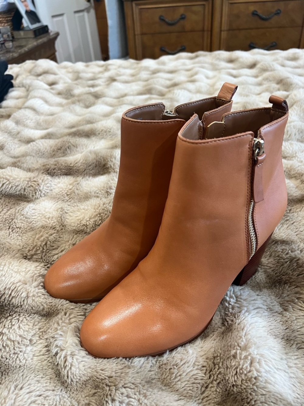 Aldo Tan Side-Zip Ankle Booties